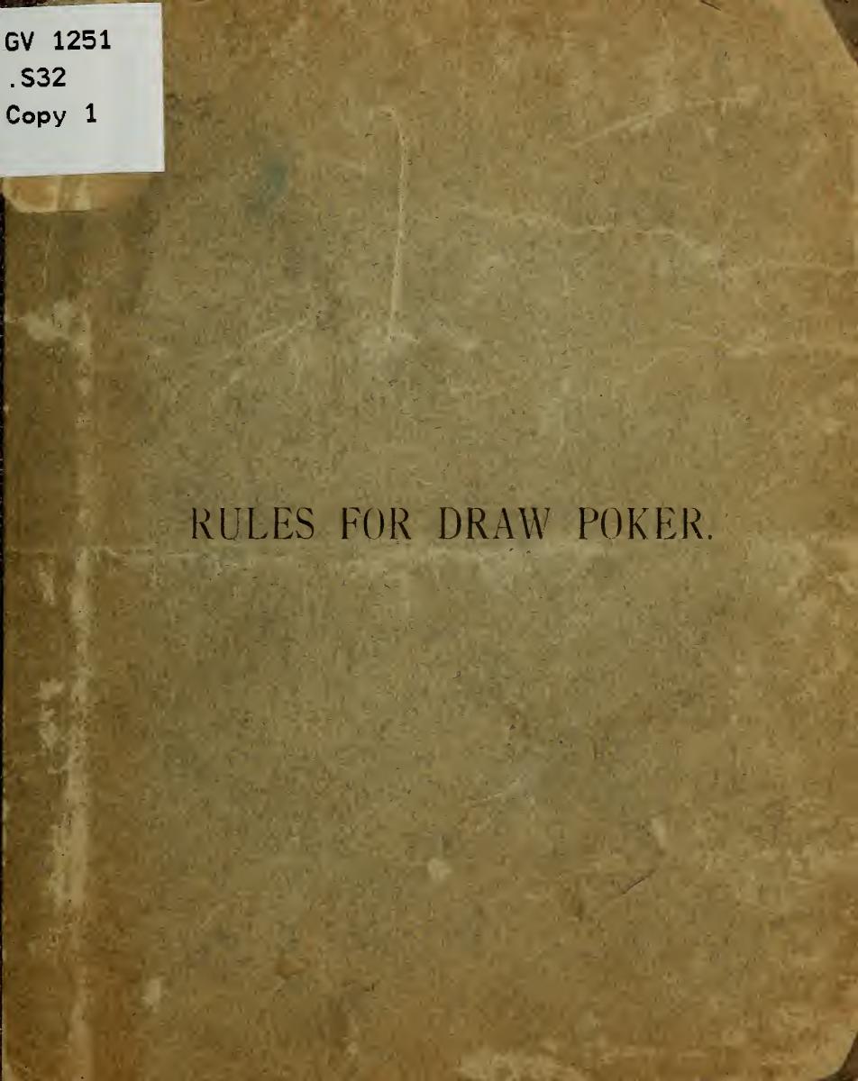 Draw. Rules For Playing Poker By R. Schenck (1880)