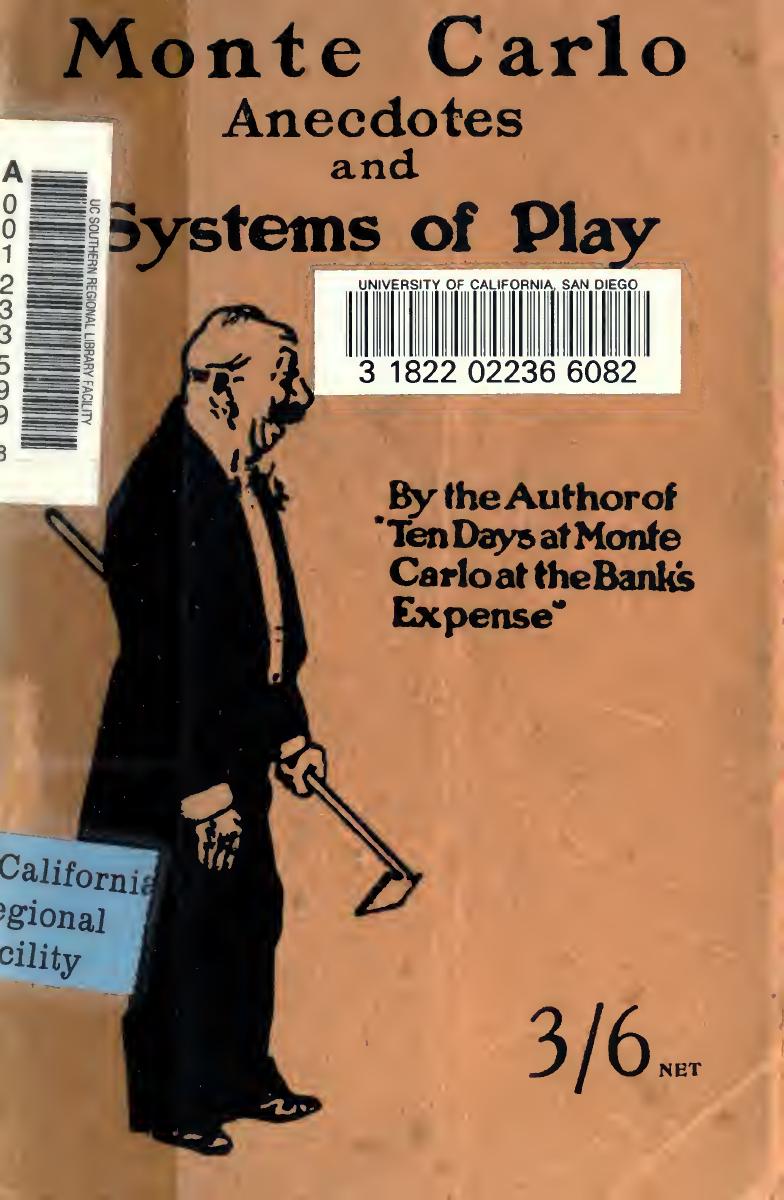 Monte Carlo Anecdotes And Systems Of Play By V. Bethel (1910)